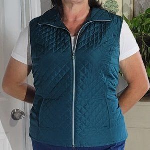 cj banks Quilted Vest, Teal, 1X